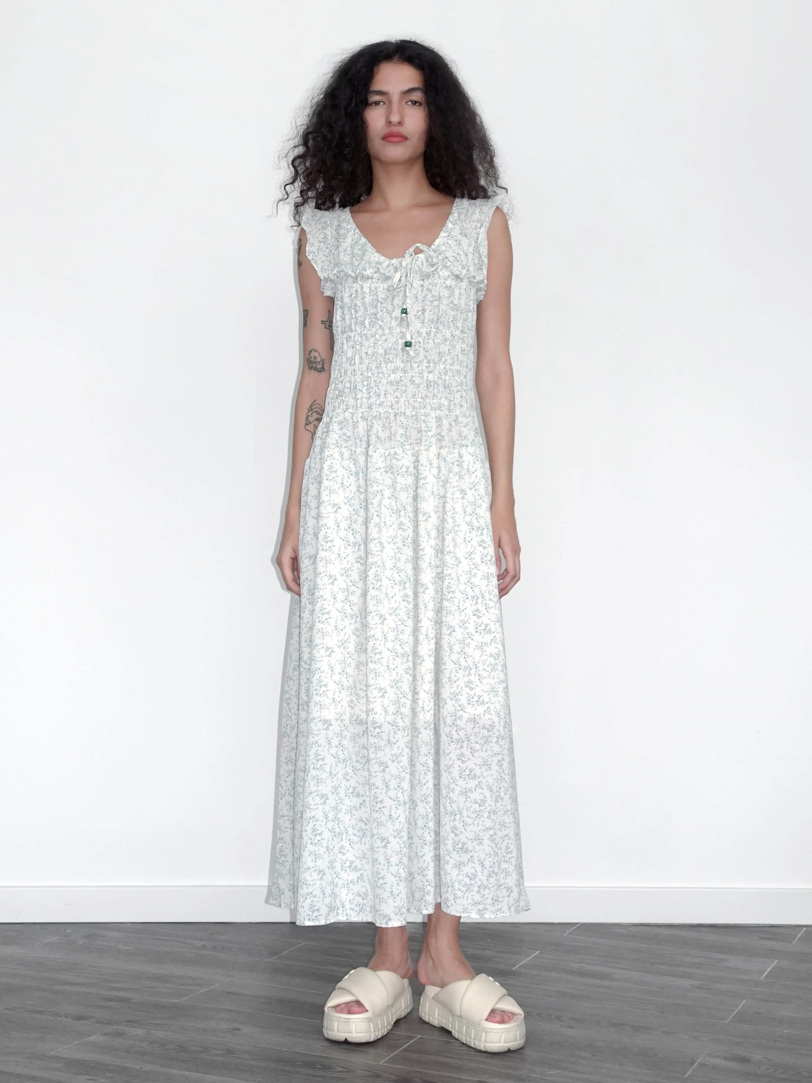 Floral Tie Sleeveless Dress
