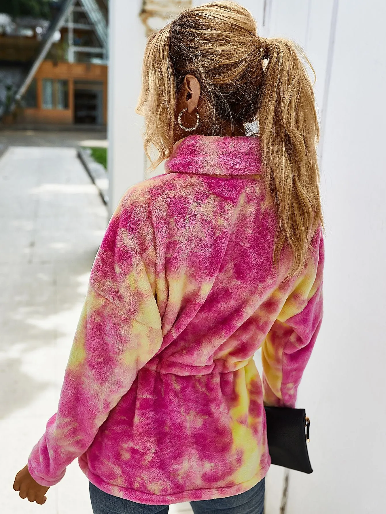 Fluffy Contrast Tie Dyed Wholesale Women Sweatshirt