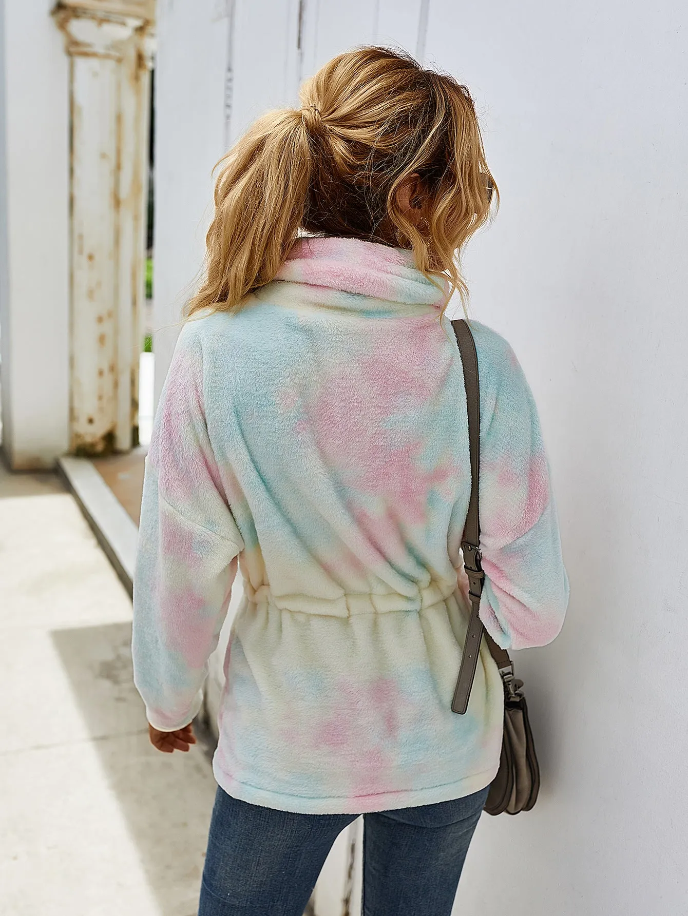 Fluffy Contrast Tie Dyed Wholesale Women Sweatshirt