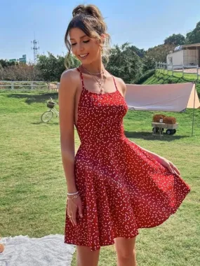 FLYTONN-Sexy spring and summer dresses, party dresses, graduation gifts,Confetti Crisscross Floral Backless Dress