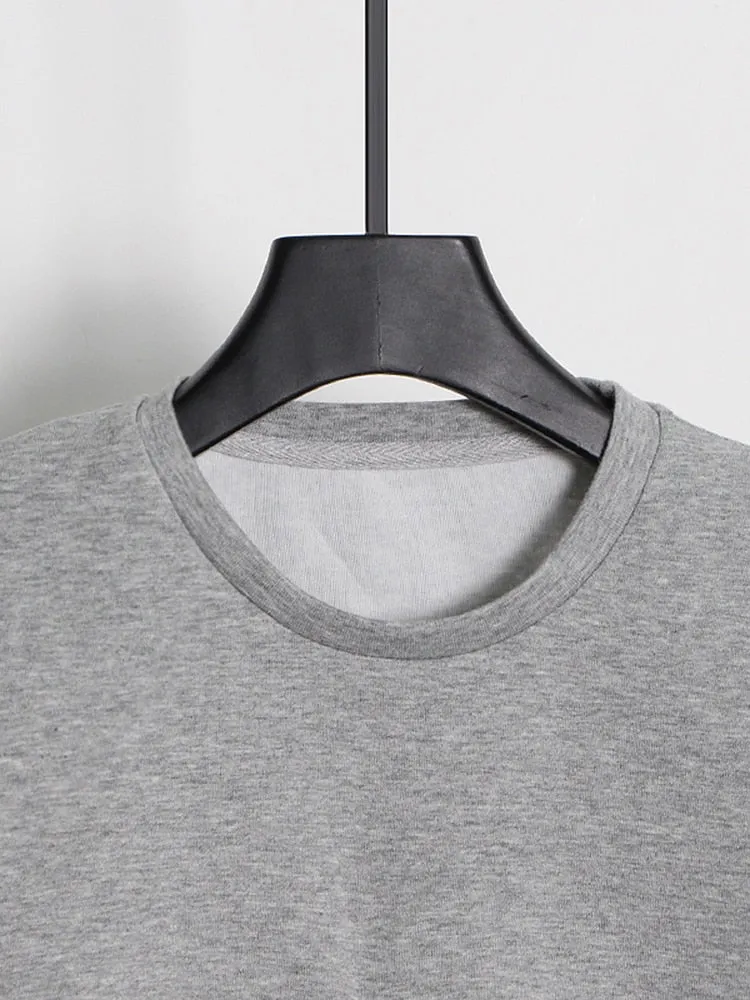 Folds Minimalist Sweatshirts For Women Round Neck Long Sleeve Pullover Loose Sweatshirt Female Fashion Clothes