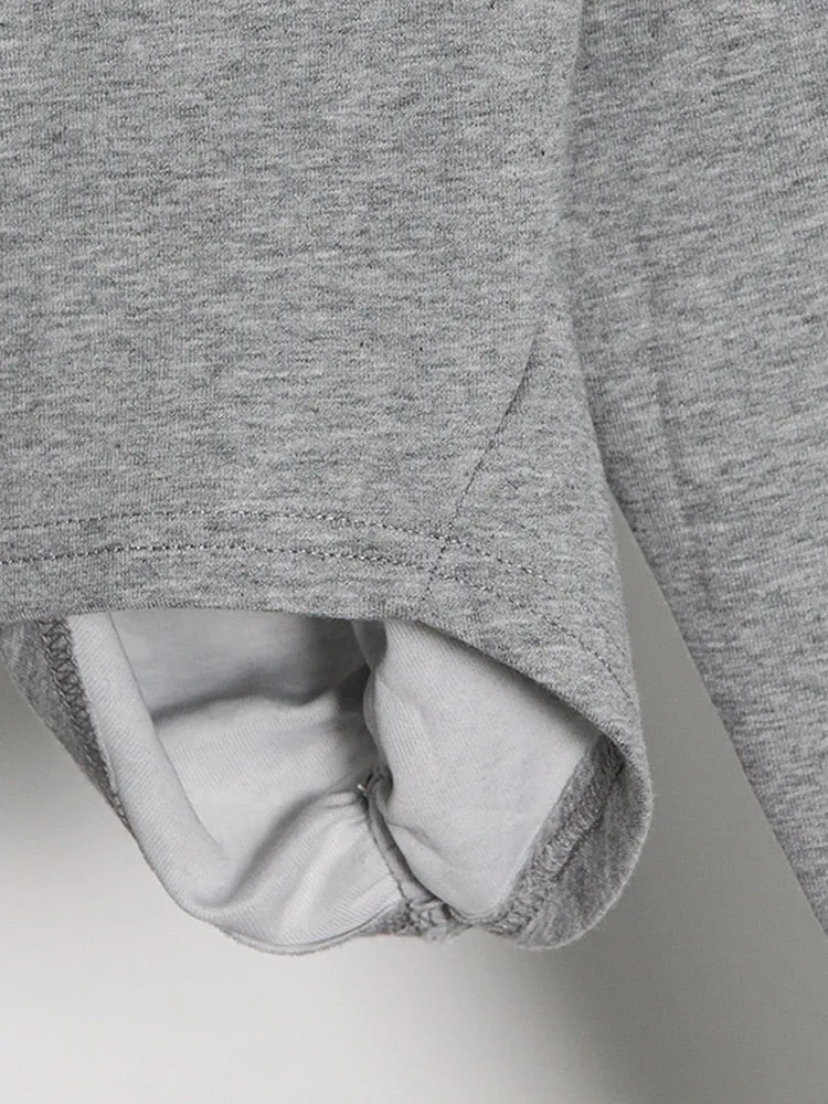 Folds Minimalist Sweatshirts For Women Round Neck Long Sleeve Pullover Loose Sweatshirt Female Fashion Clothes