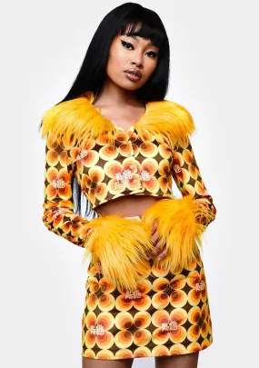 Fran Fur Collar Velour Crop Jacket