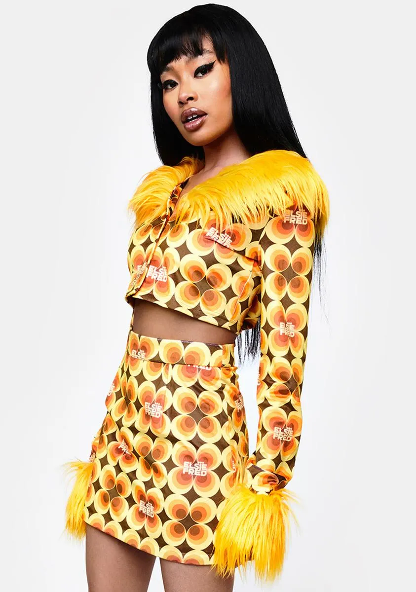 Fran Fur Collar Velour Crop Jacket