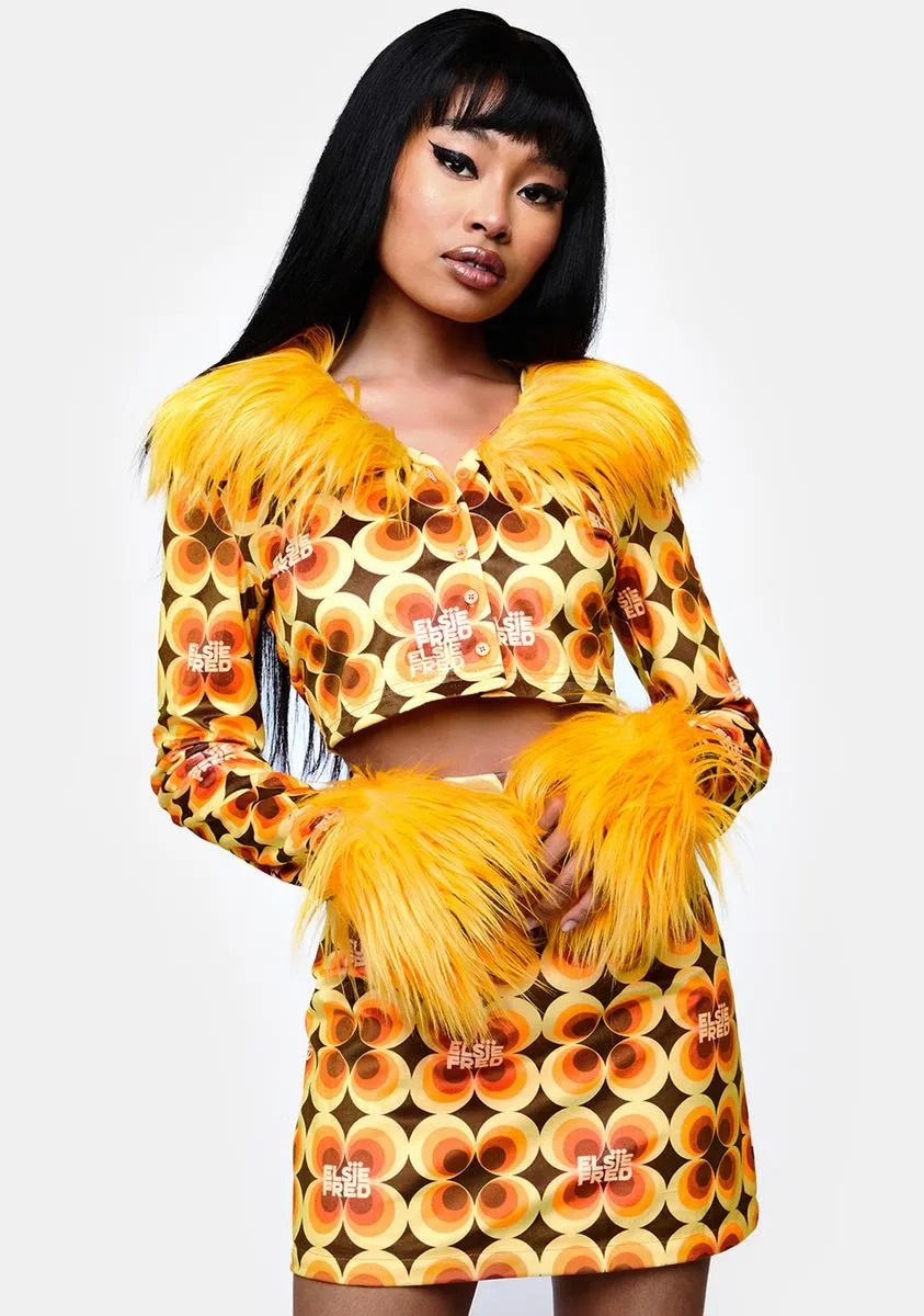 Fran Fur Collar Velour Crop Jacket