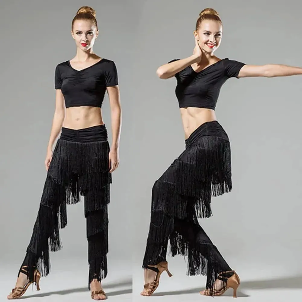 Fringed Pants Fringe Dance Pants with Tassels for Women
