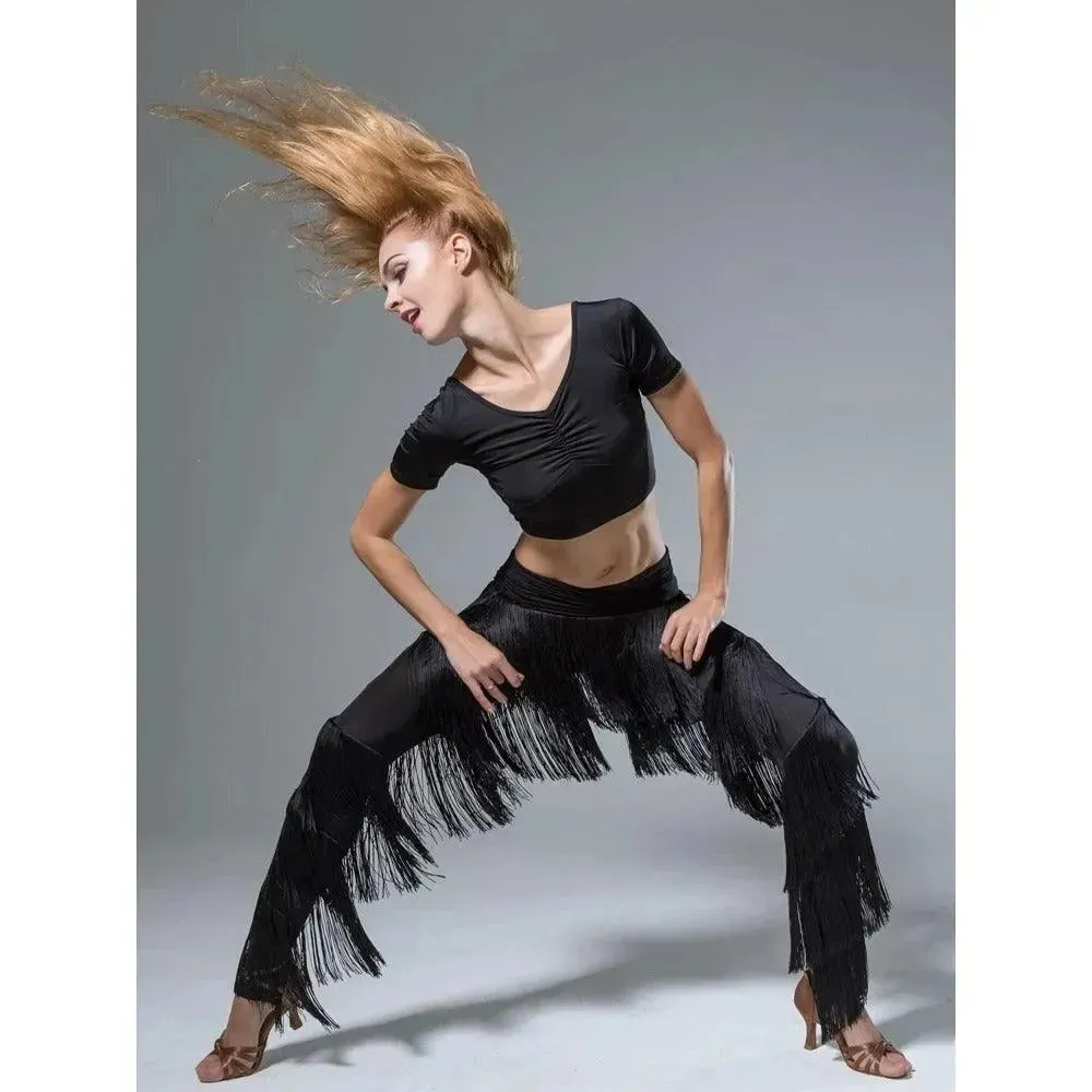 Fringed Pants Fringe Dance Pants with Tassels for Women