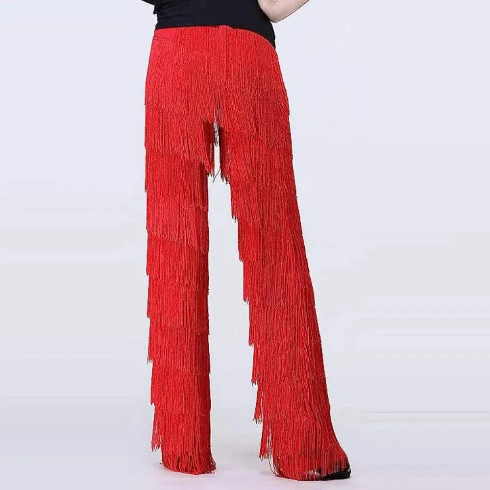 Fringed Pants Fringe Dance Pants with Tassels for Women