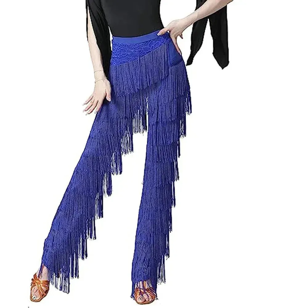 Fringed Pants Fringe Dance Pants with Tassels for Women