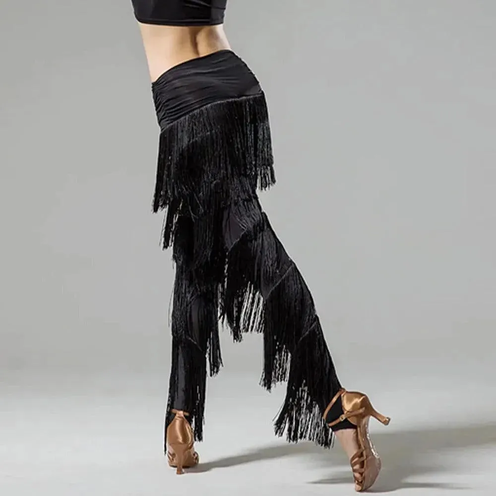 Fringed Pants Fringe Dance Pants with Tassels for Women