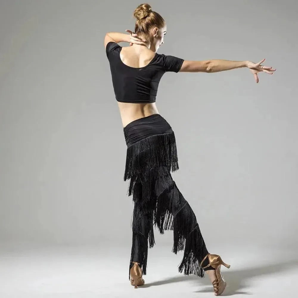 Fringed Pants Fringe Dance Pants with Tassels for Women
