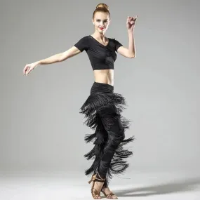 Fringed Pants Fringe Dance Pants with Tassels for Women