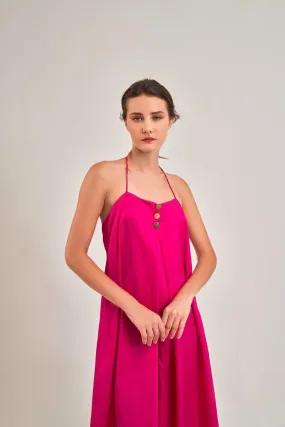 FUCHSIA PINK A-LINE HALTER NECK Jumpsuit