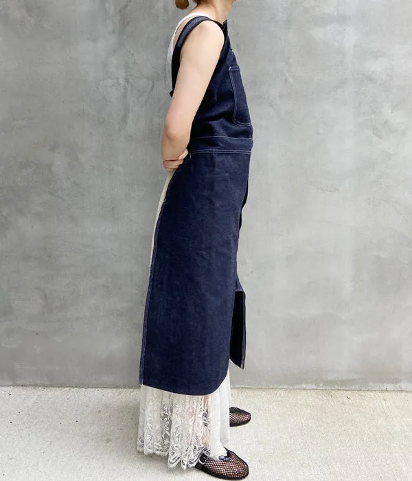 FUMIKA_UCHIDA/DENIM OVERALL APRON MIDI DRESS(RIGID INDIGO)