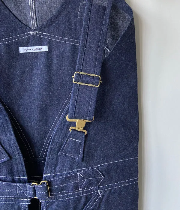 FUMIKA_UCHIDA/DENIM OVERALL APRON MIDI DRESS(RIGID INDIGO)