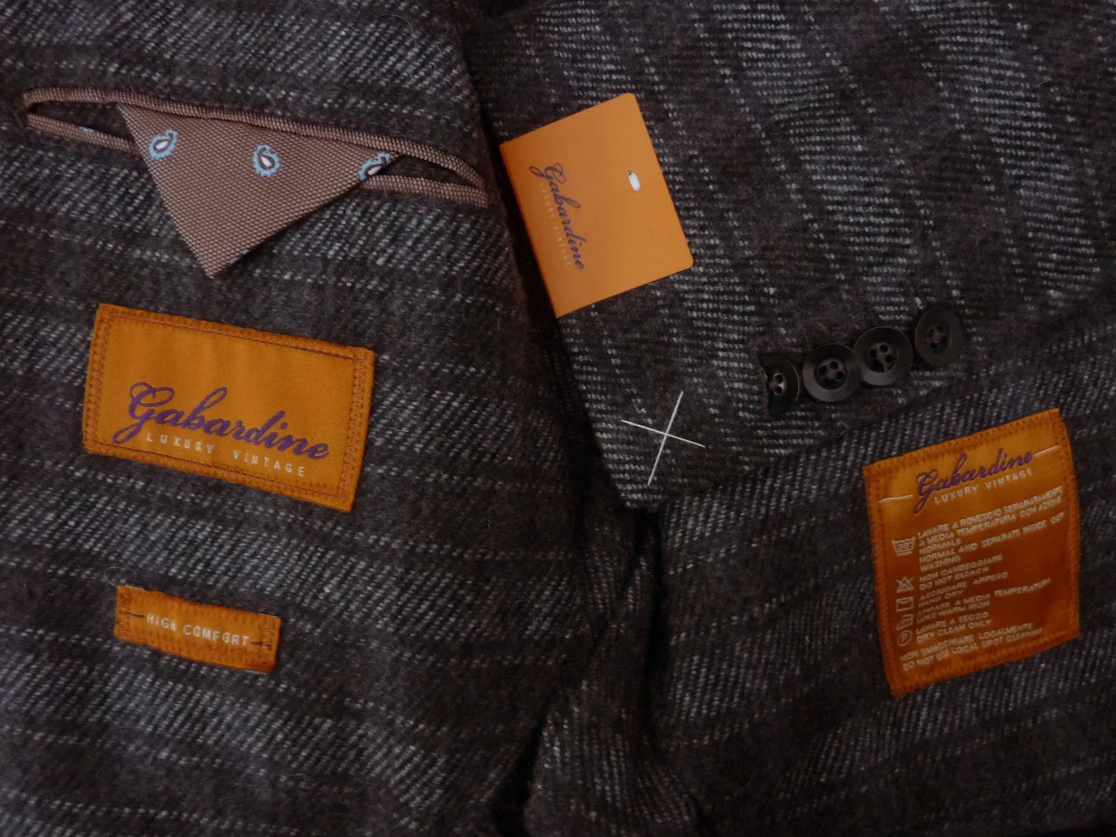 Gabardine Sport Coat Charcoal gray plaid, 2 button, wool blend