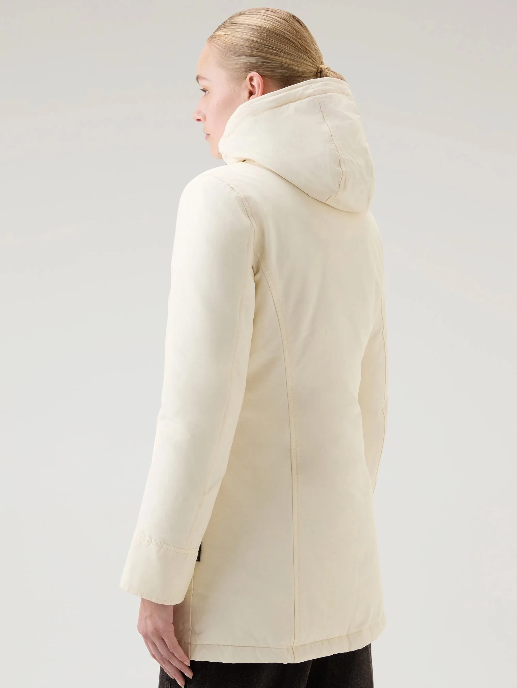 Giaccone Parka con Cappuccio in Raccoon Bianco