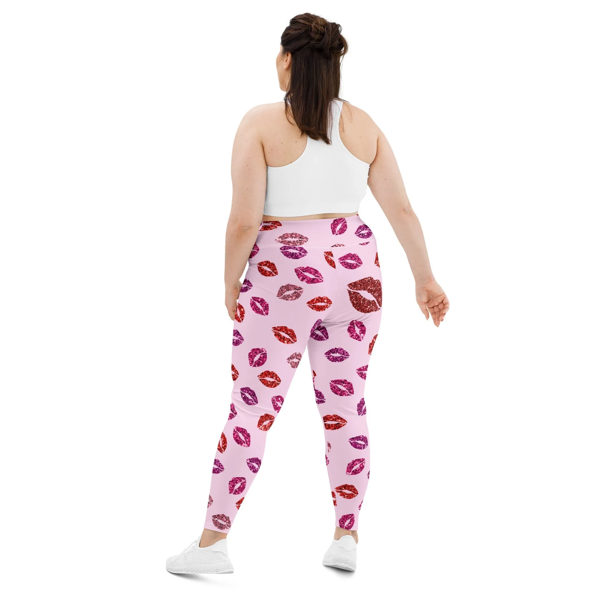 Glitter Print Kisses Plus Size Leggings
