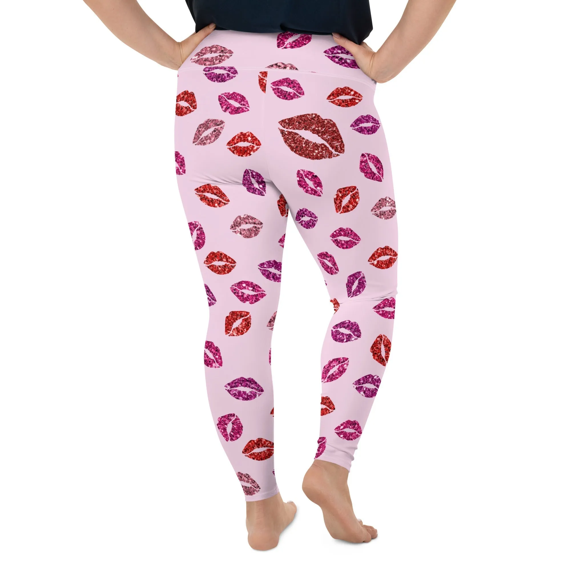 Glitter Print Kisses Plus Size Leggings