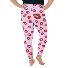Glitter Print Kisses Plus Size Leggings