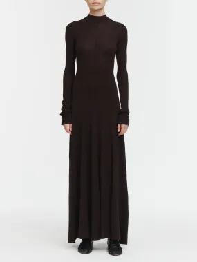 Godet Button Dress in Espresso