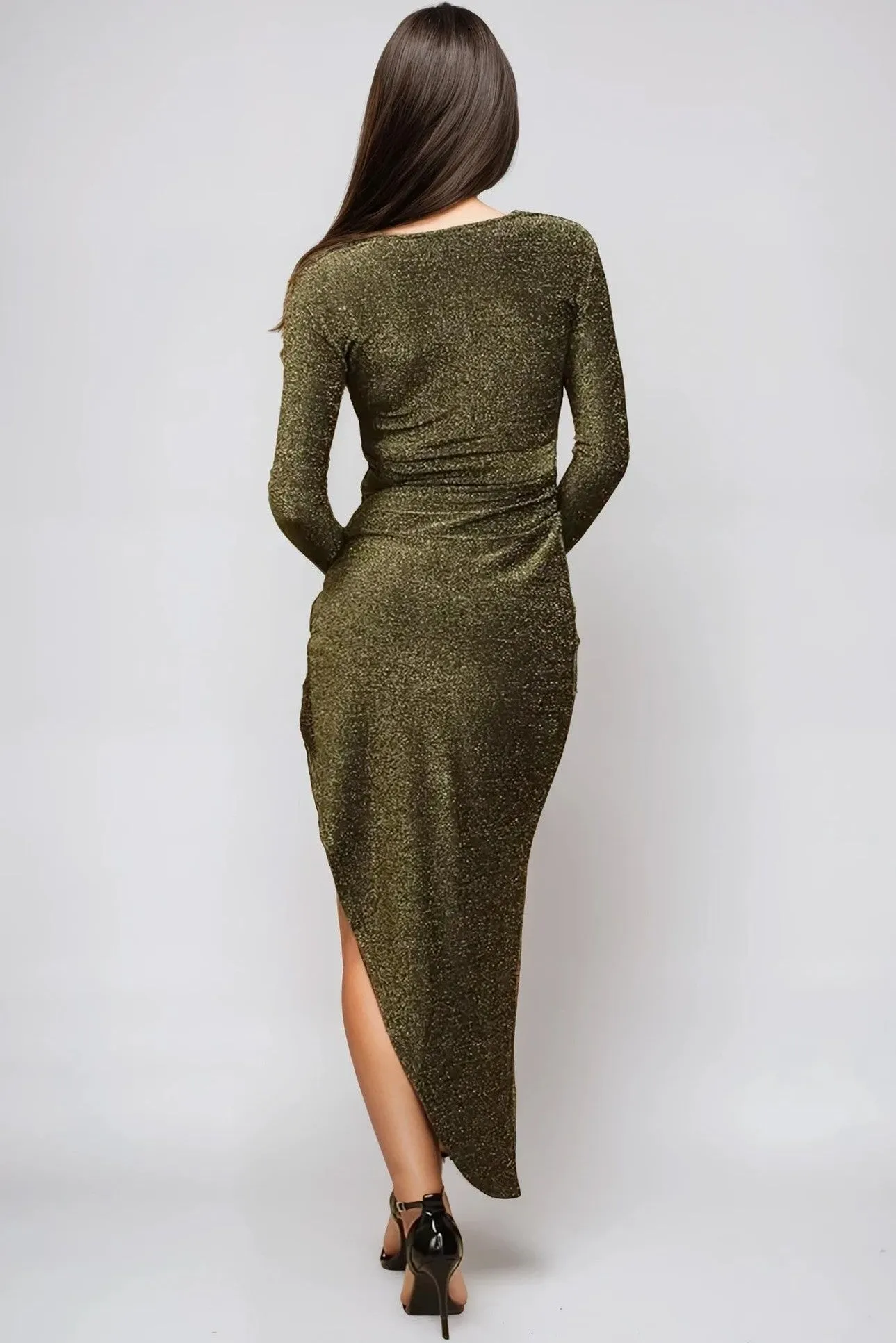 Gold Lurex Wrap Maxi Dress