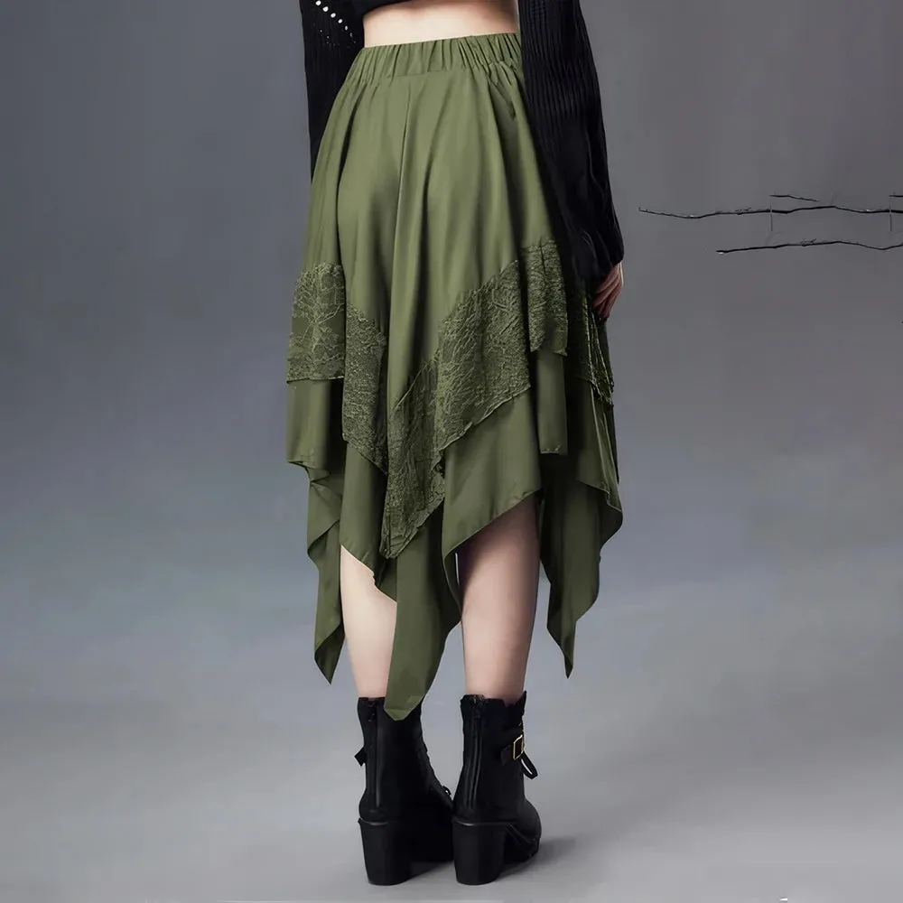 Green Asymmetrical Steampunk skirt