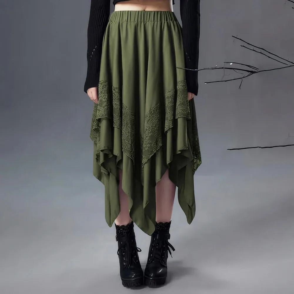 Green Asymmetrical Steampunk skirt