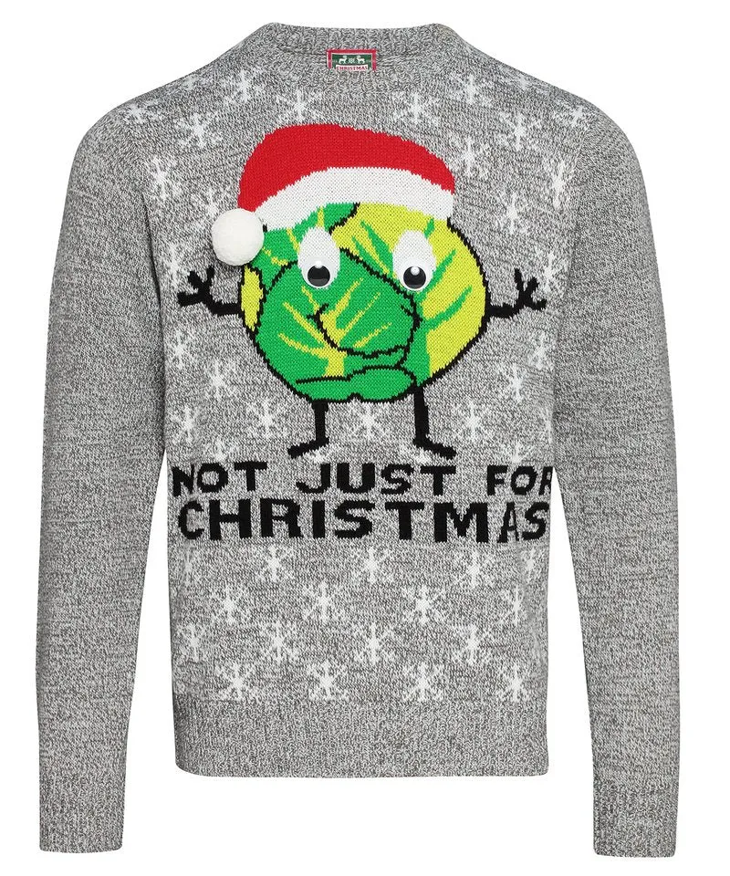 Grey Marl - Adults Sprouts Not Just For Christmas jumper