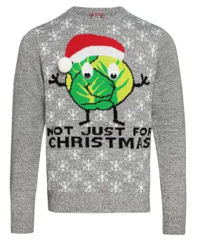 Grey Marl - Adults Sprouts Not Just For Christmas jumper
