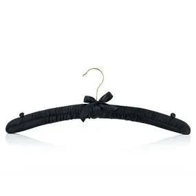 HANGERWORLD 5 Black 17inch Satin Padded Top Garment Clothes Coat Hangers with Buttons