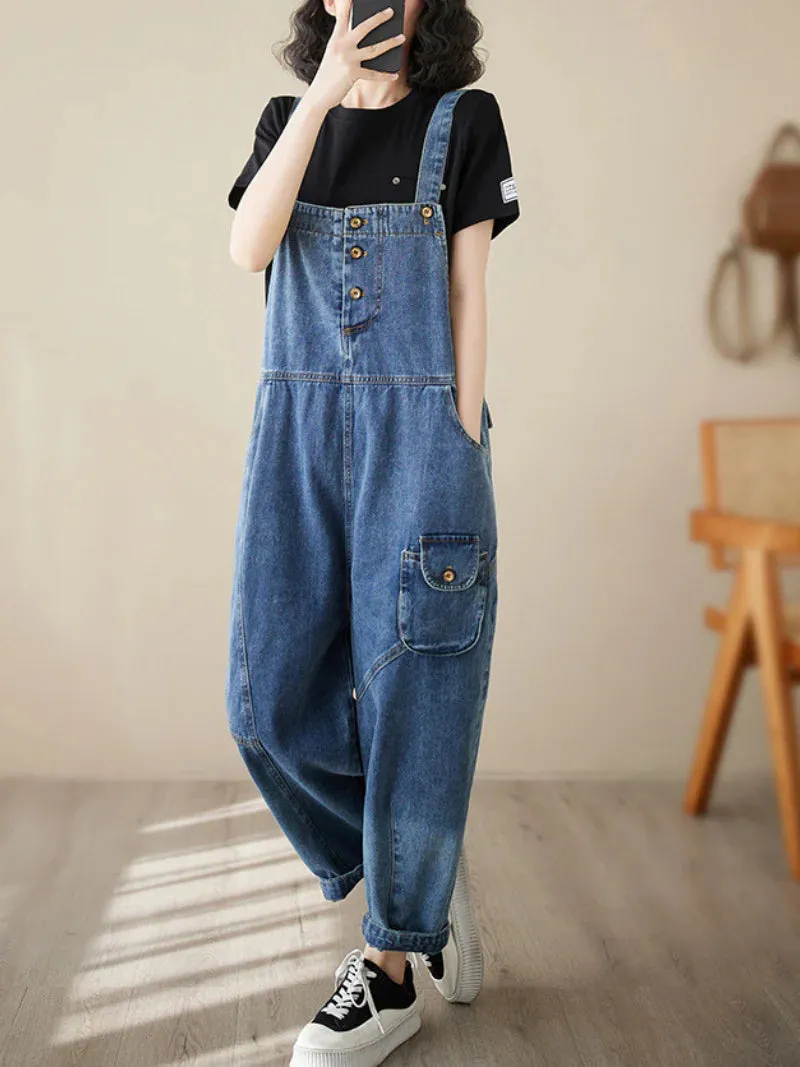 High Waist Denim Overall Dungarees