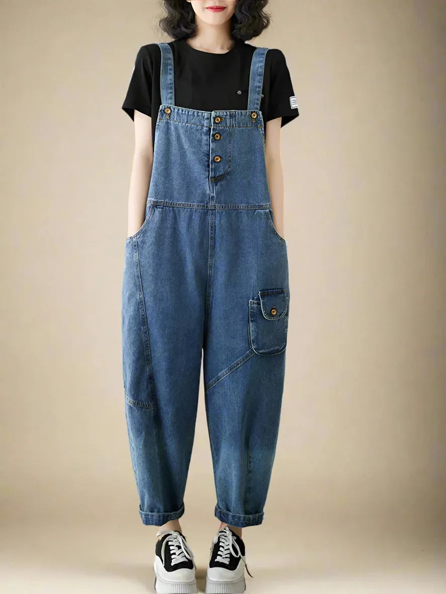 High Waist Denim Overall Dungarees
