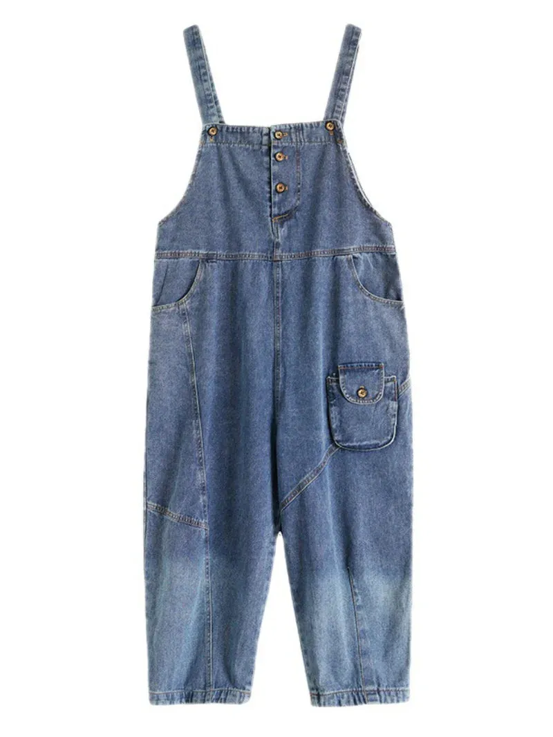 High Waist Denim Overall Dungarees