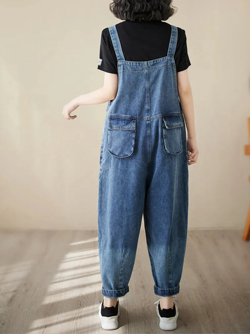 High Waist Denim Overall Dungarees