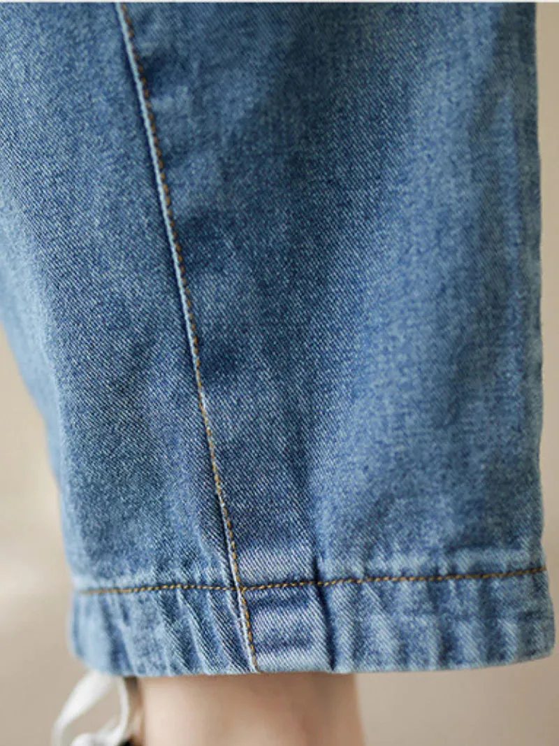 High Waist Denim Overall Dungarees