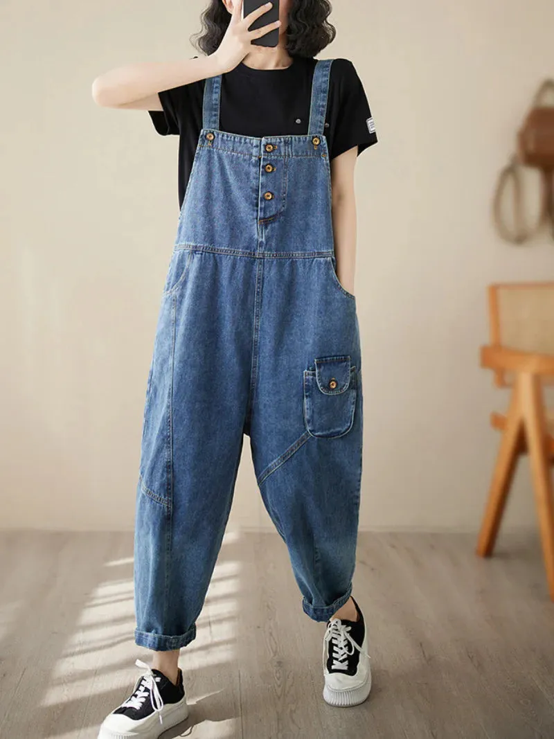 High Waist Denim Overall Dungarees