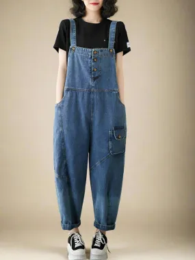 High Waist Denim Overall Dungarees