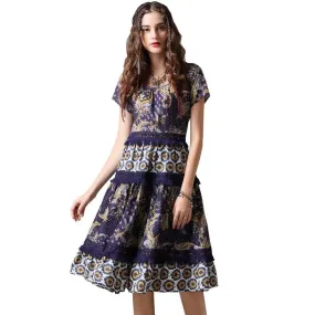 Hollow Out Lace Patchwork  Women Dress