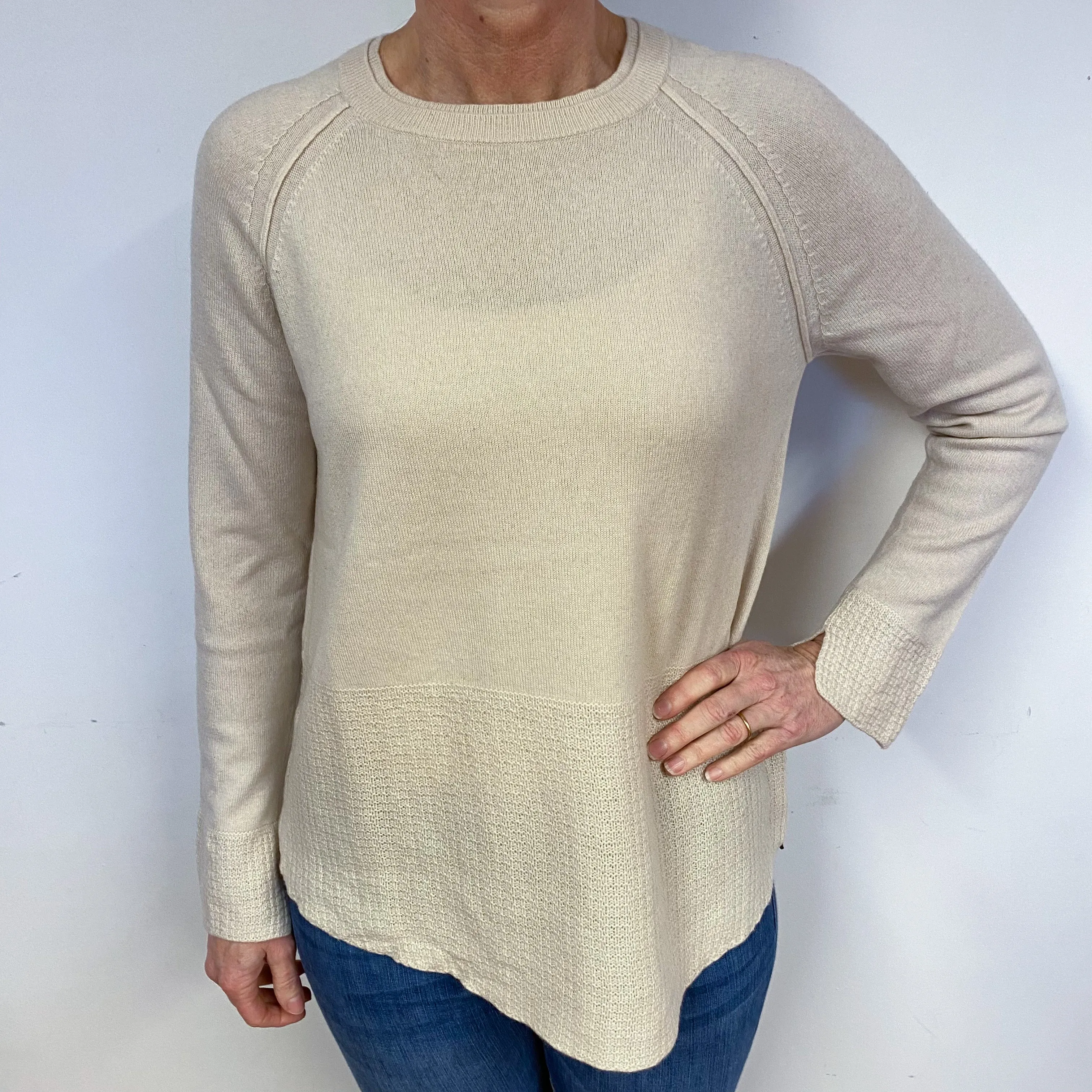 Honey Beige Cashmere Crew Neck Jumper Medium