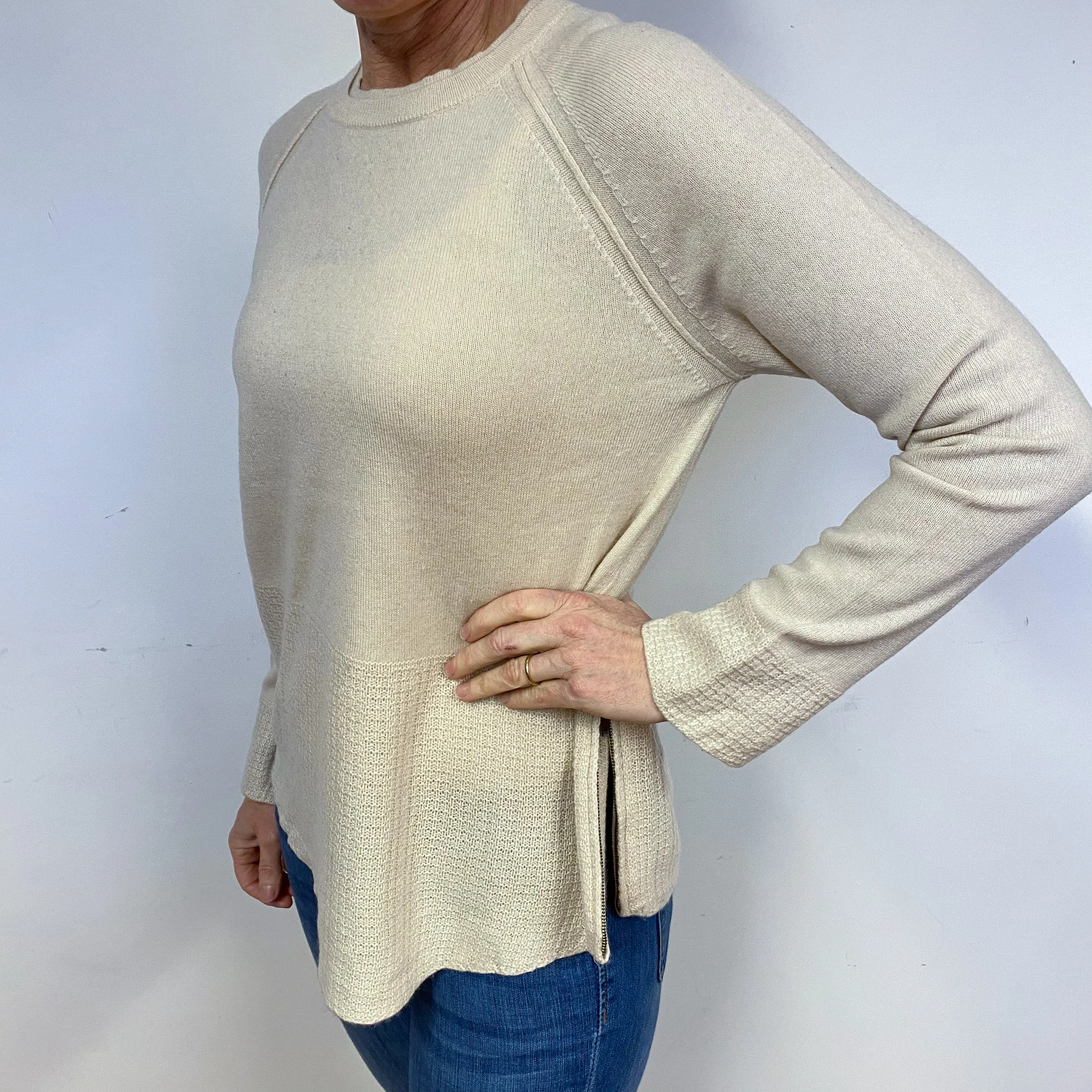 Honey Beige Cashmere Crew Neck Jumper Medium