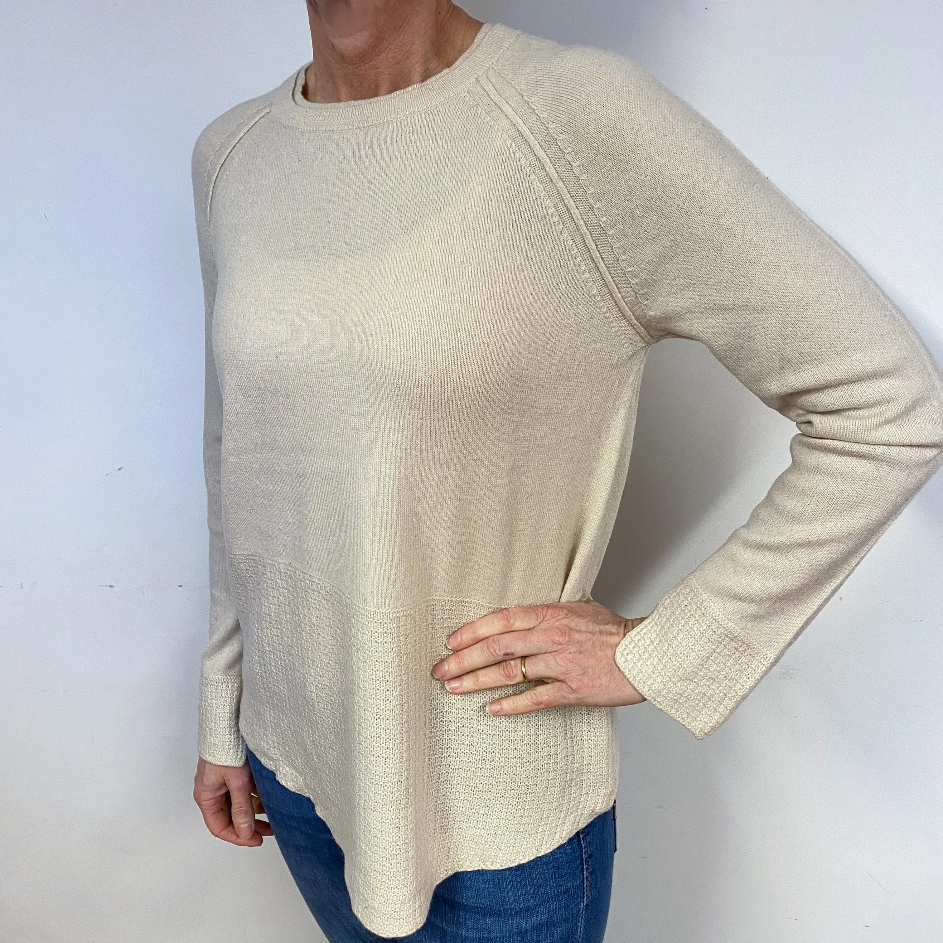 Honey Beige Cashmere Crew Neck Jumper Medium