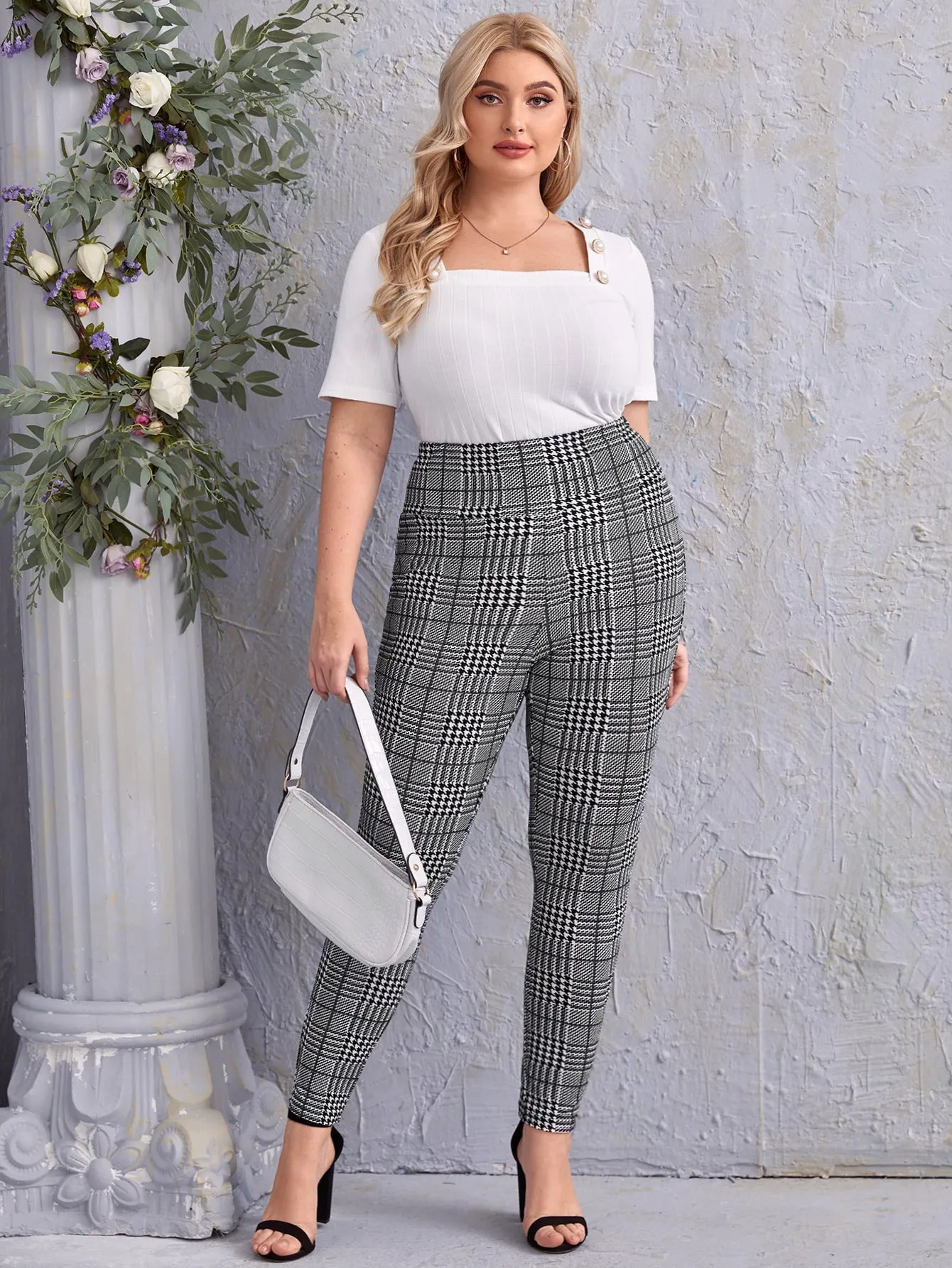 Houndstooth Long Plus Size Leggings