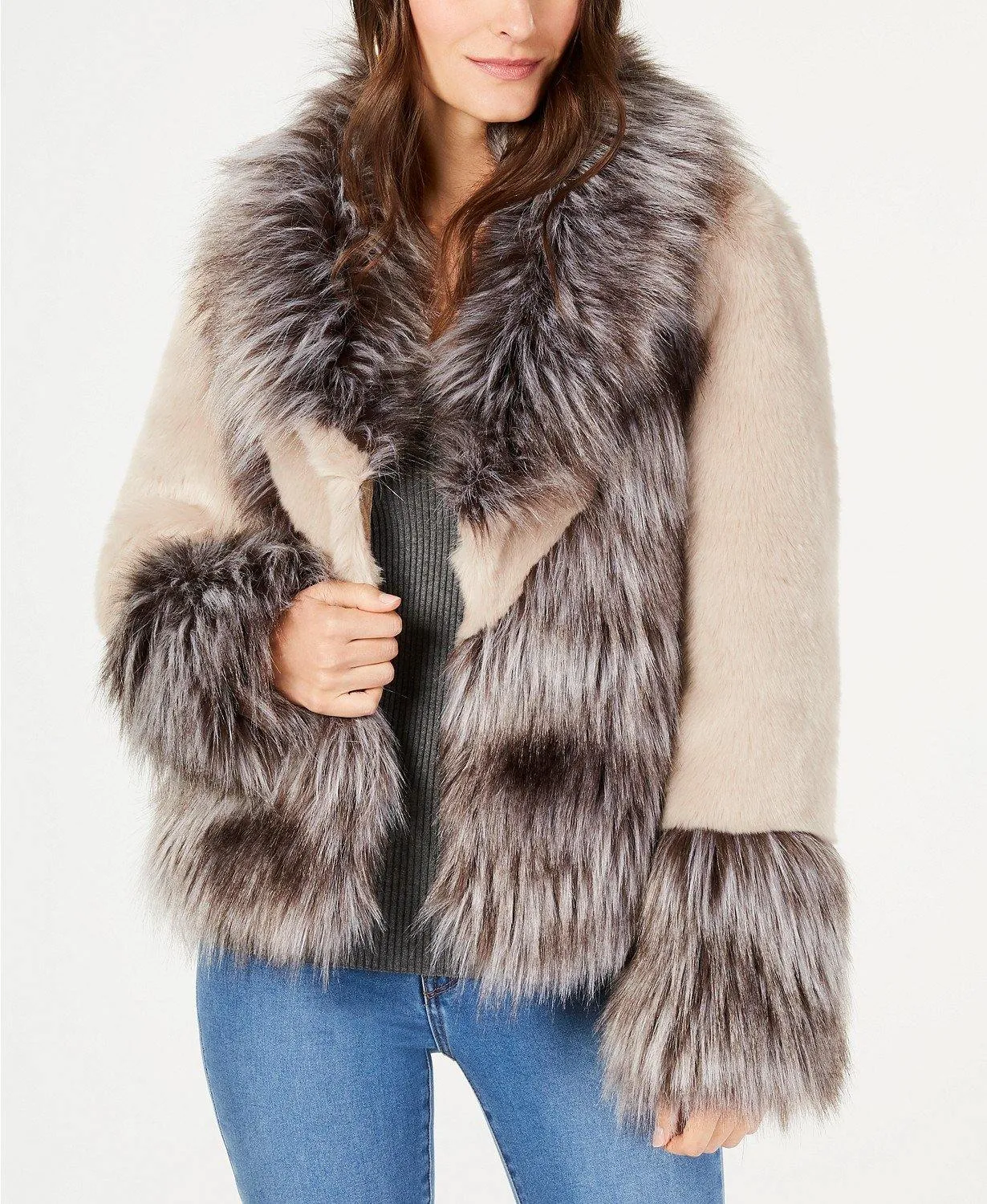I.N.C Mixed-Materials Faux-Fur Jacket