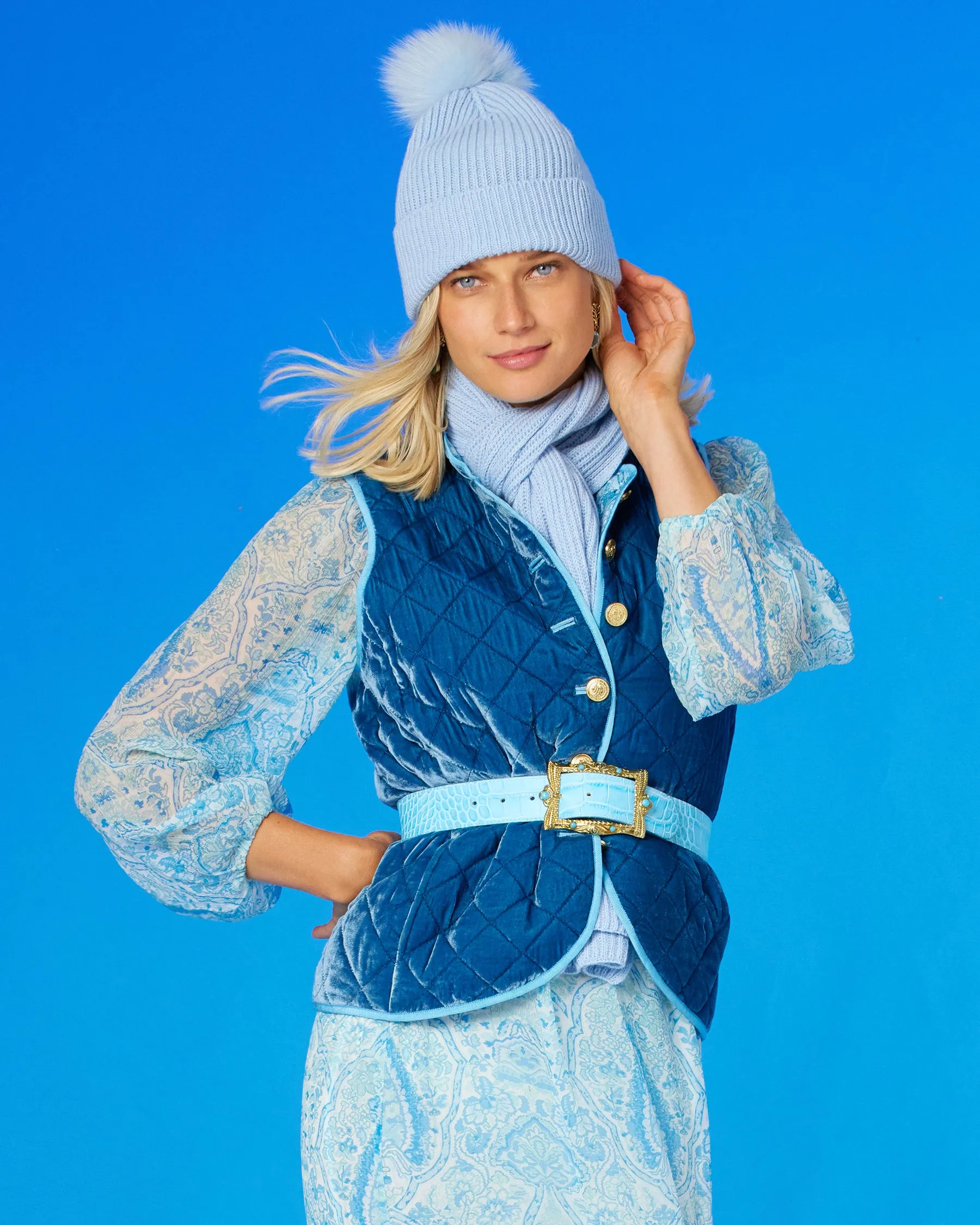 Italian Crafted-Ella Scarf in Powder Blue