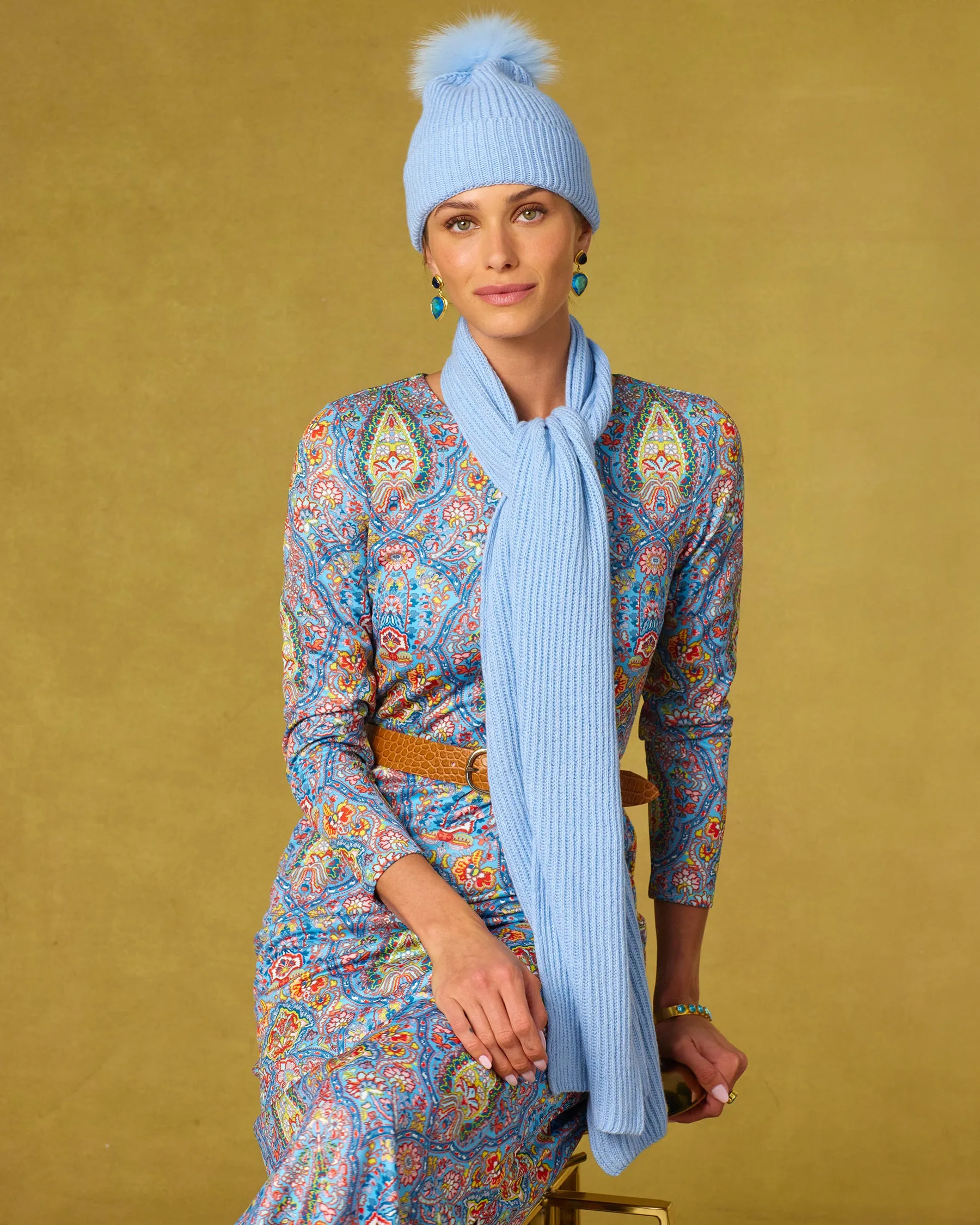 Italian Crafted-Ella Scarf in Powder Blue