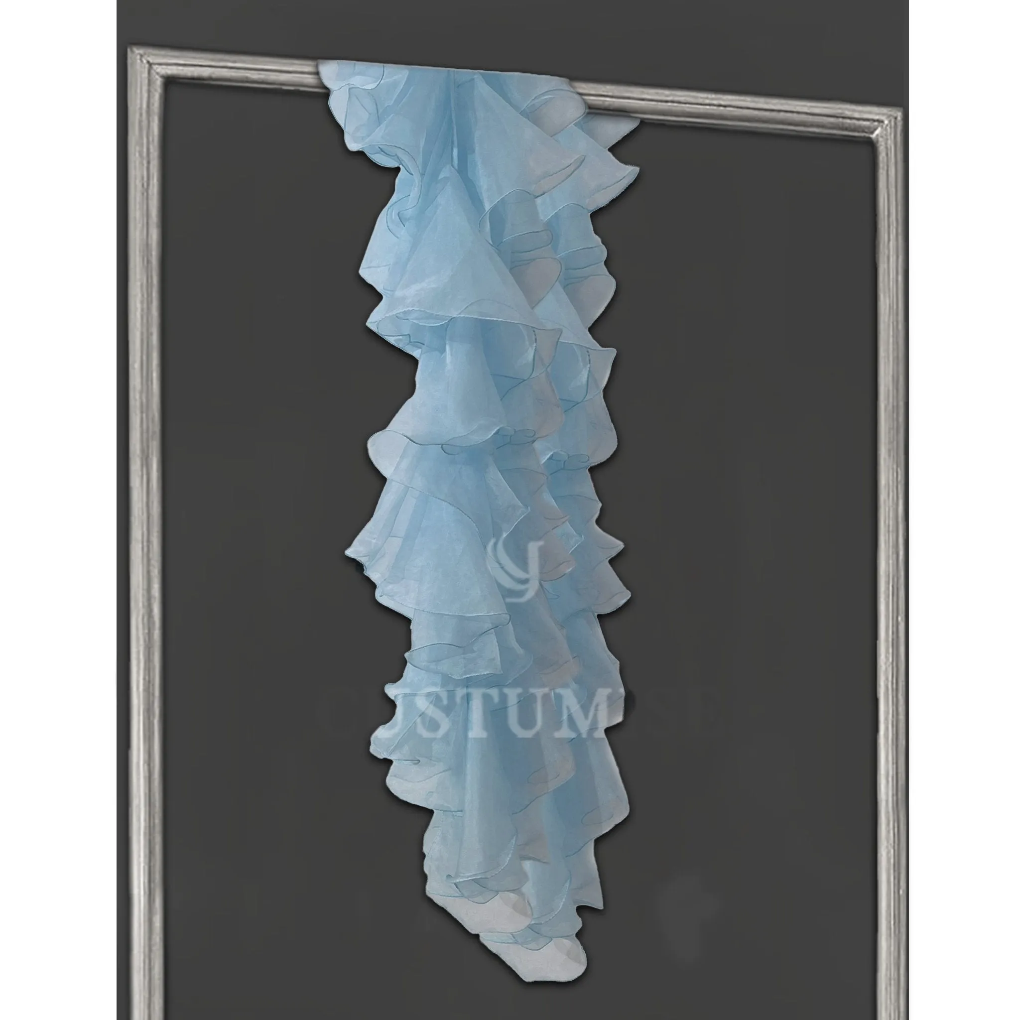 Ivory and Blue Ruffled Skirt Set