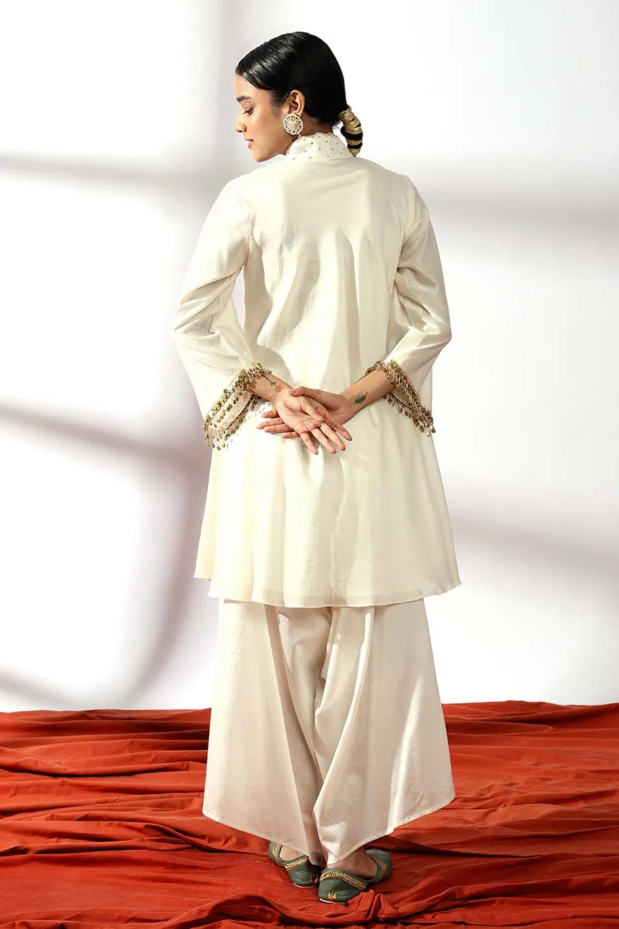 Ivory Embroidered Kurta & Palazzo Set
