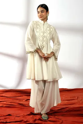 Ivory Embroidered Kurta & Palazzo Set