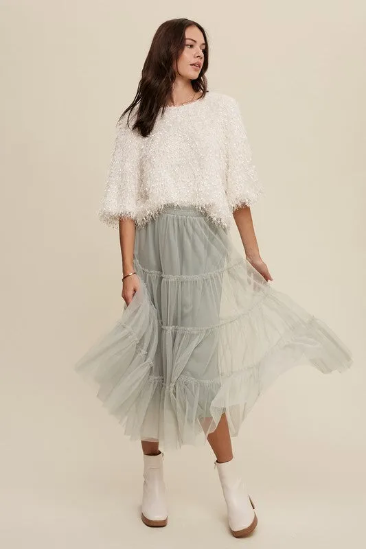 Jeremiah Tulle Tiered Midi Skirt